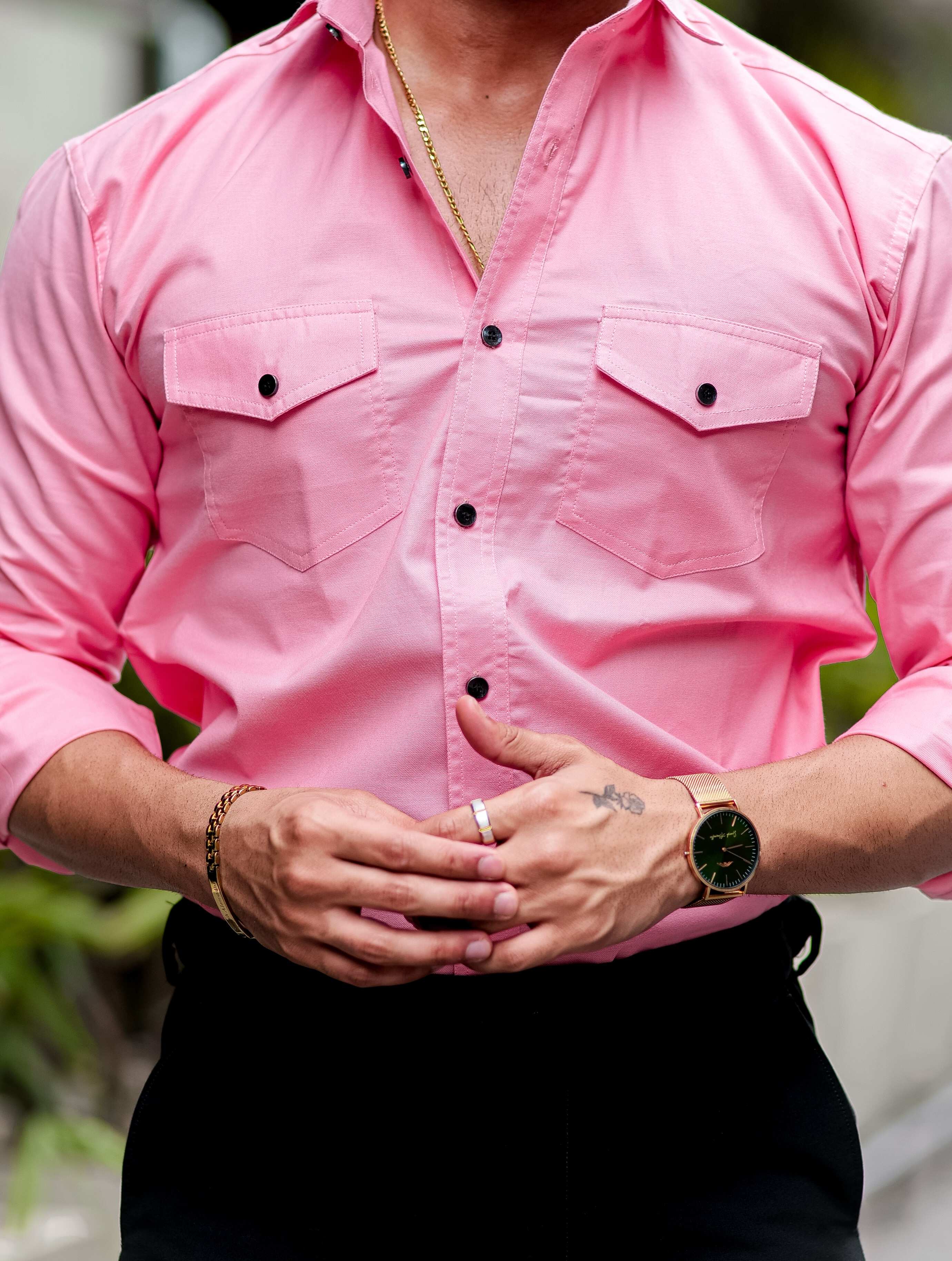 Pink hot sale overshirt mens