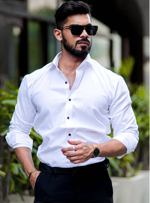 Buy a Cotton White Printed Formal Shirt – The Foomer