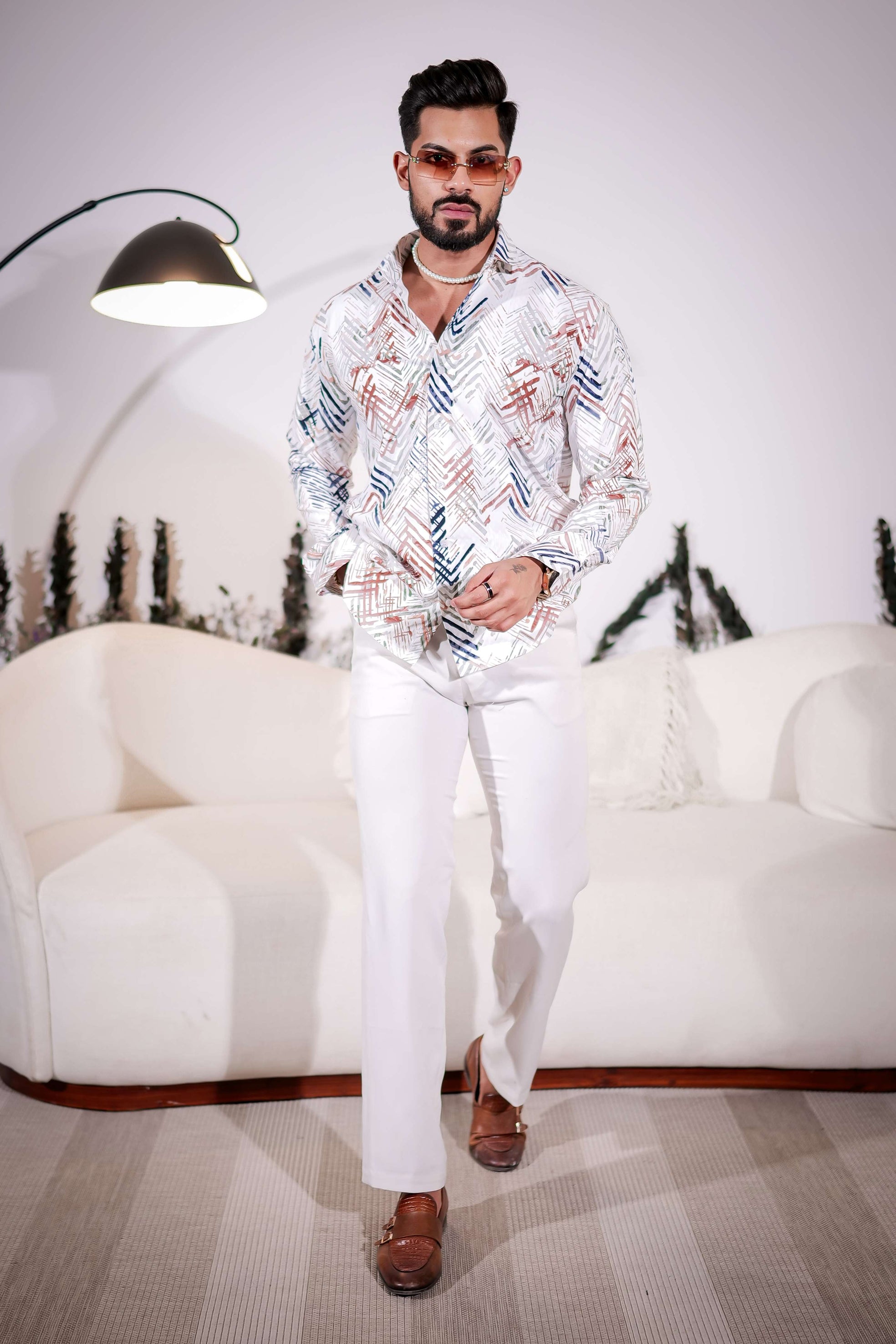 White-Maroon Multicolor Imported Premium Shirt for Men's