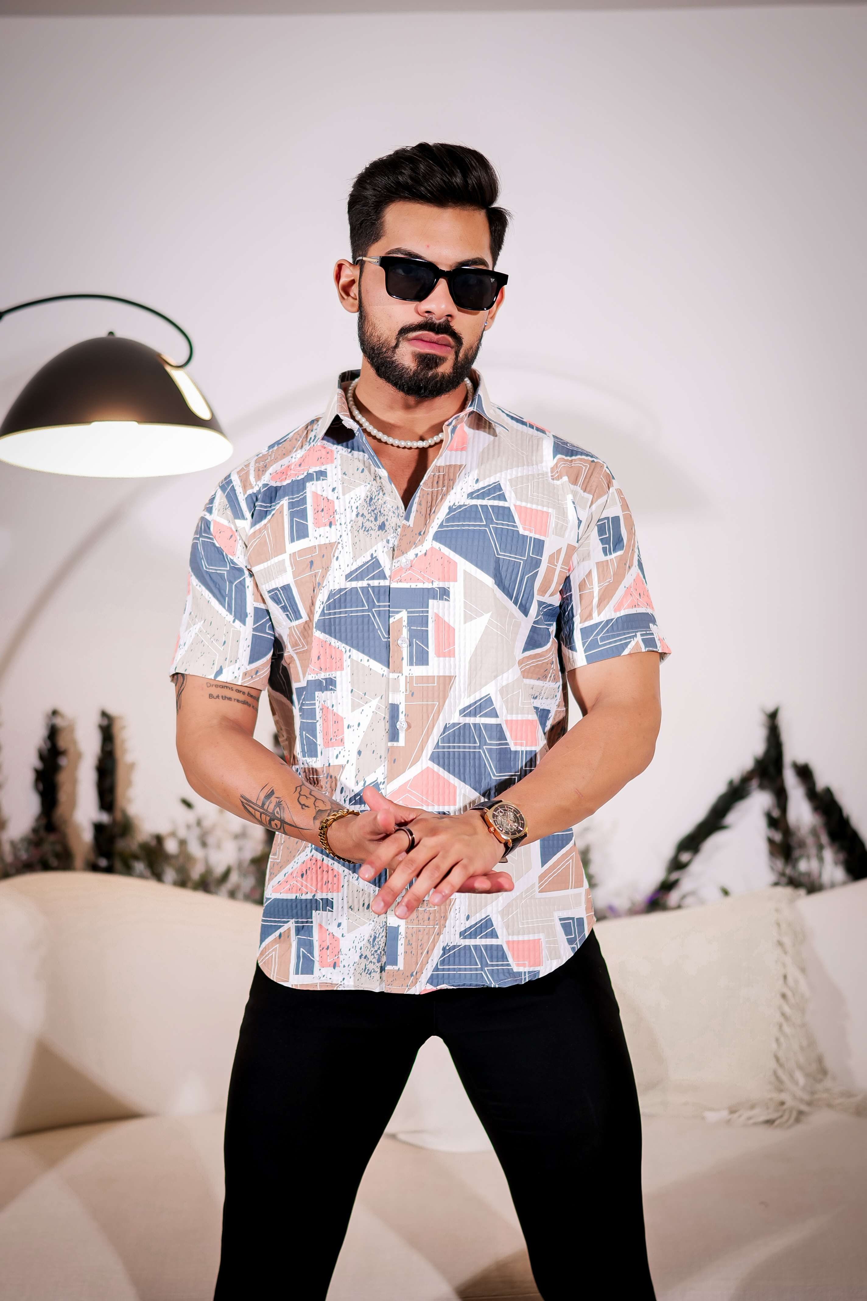 Mushroom Multicolor Half Sleeve Imported Premium Shirt for Men&#39;s