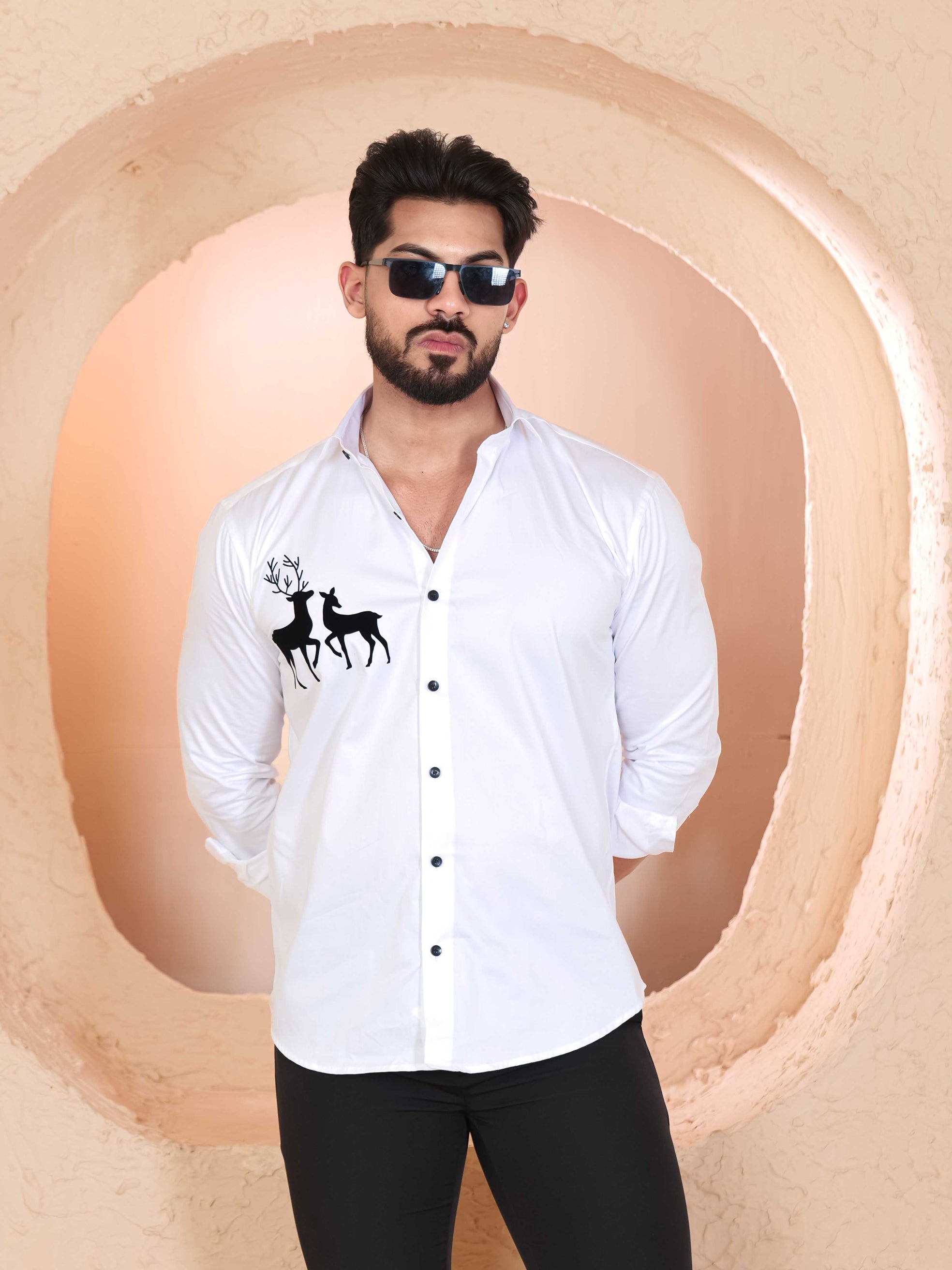 FOOMER WHITE DEER DESIGNER SHIRT FOR MEN'S