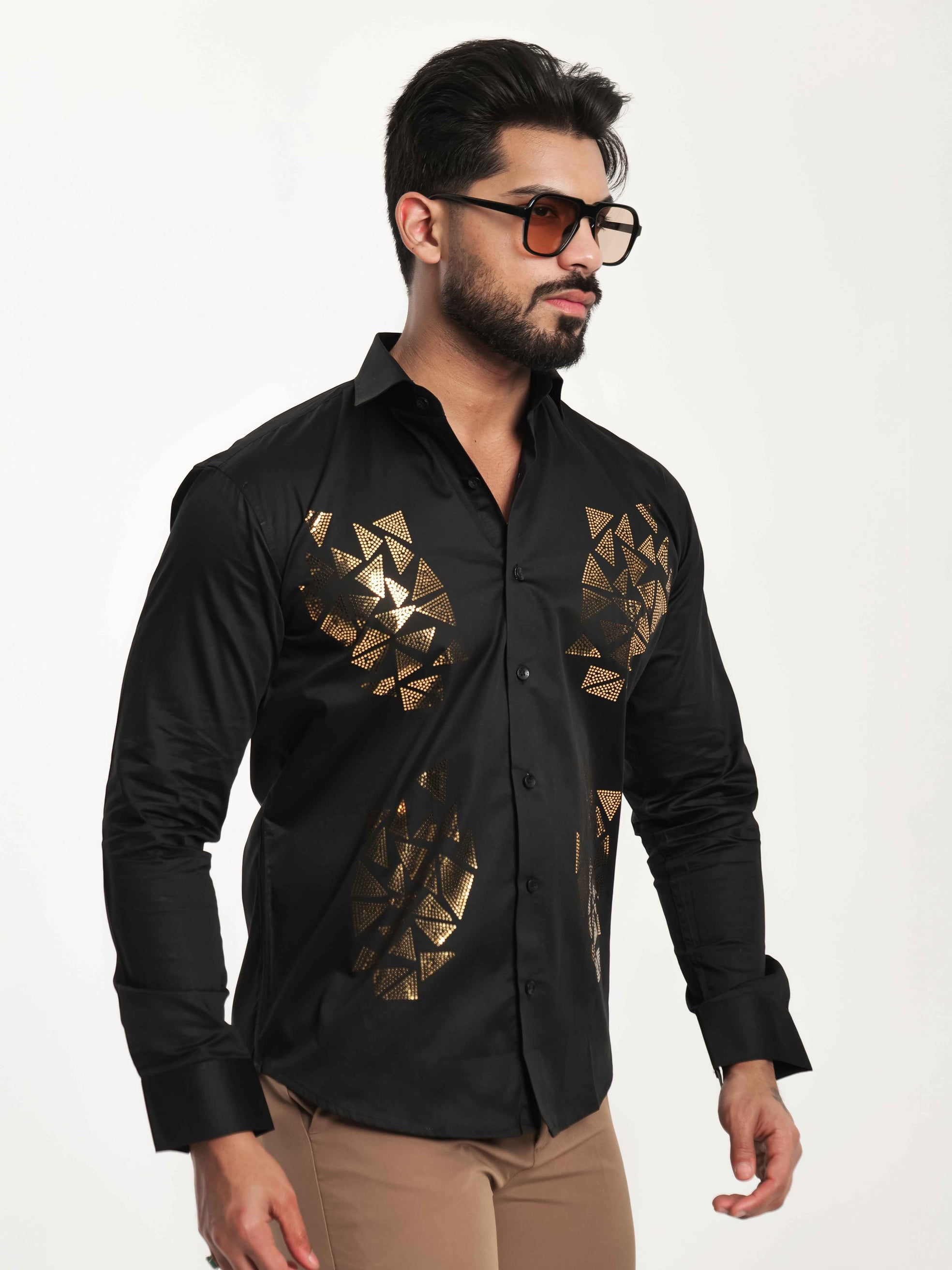 FOOMER BLACK SEQUENCE DESIGNER SHIRT FOR MEN'S