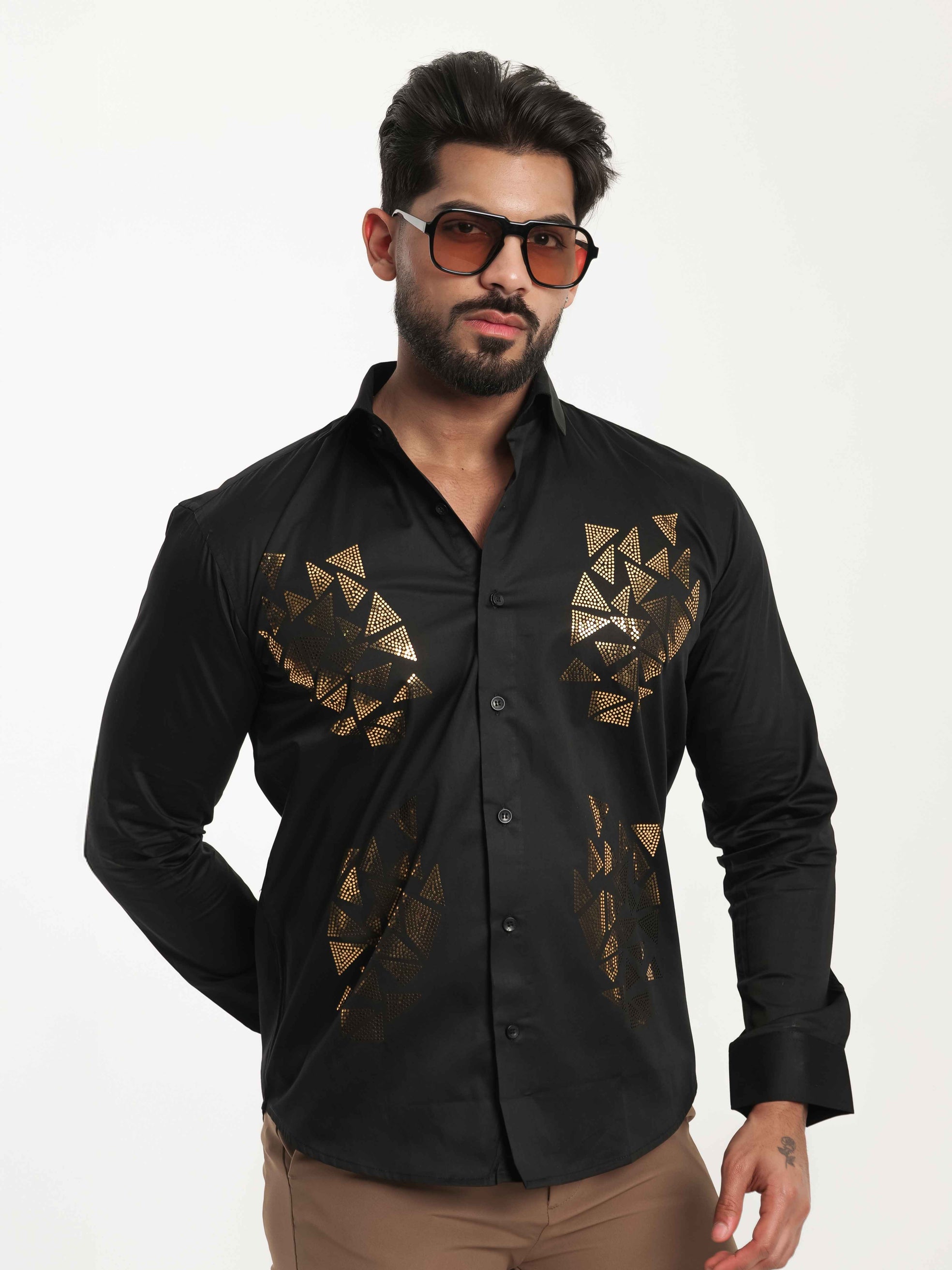 FOOMER BLACK SEQUENCE DESIGNER SHIRT FOR MEN'S