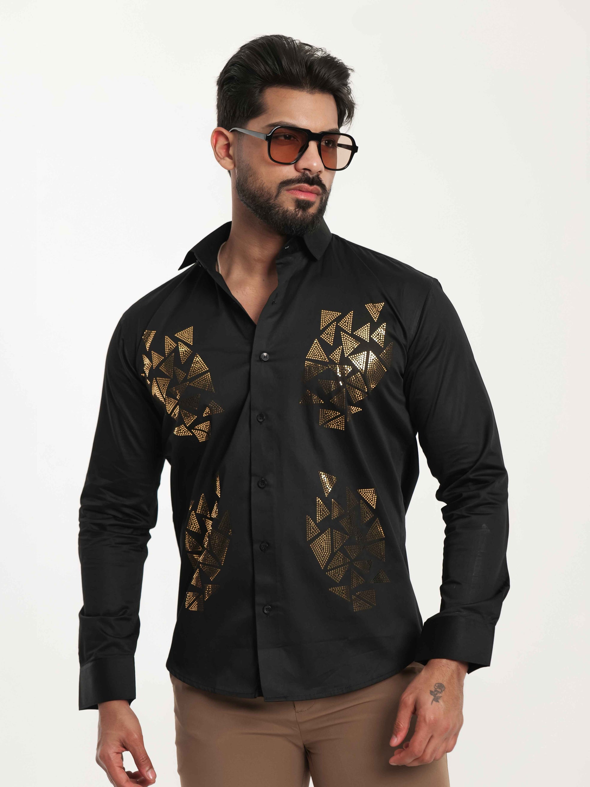 FOOMER BLACK SEQUENCE DESIGNER SHIRT FOR MEN'S
