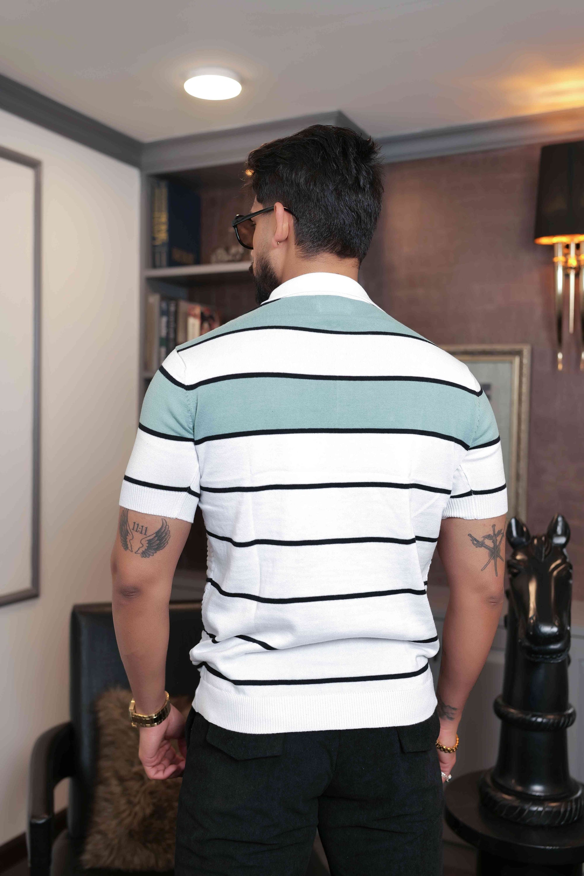 FOOMER WHITE HALF SLEEVE KNITED TSHIRT FOR MEN'S