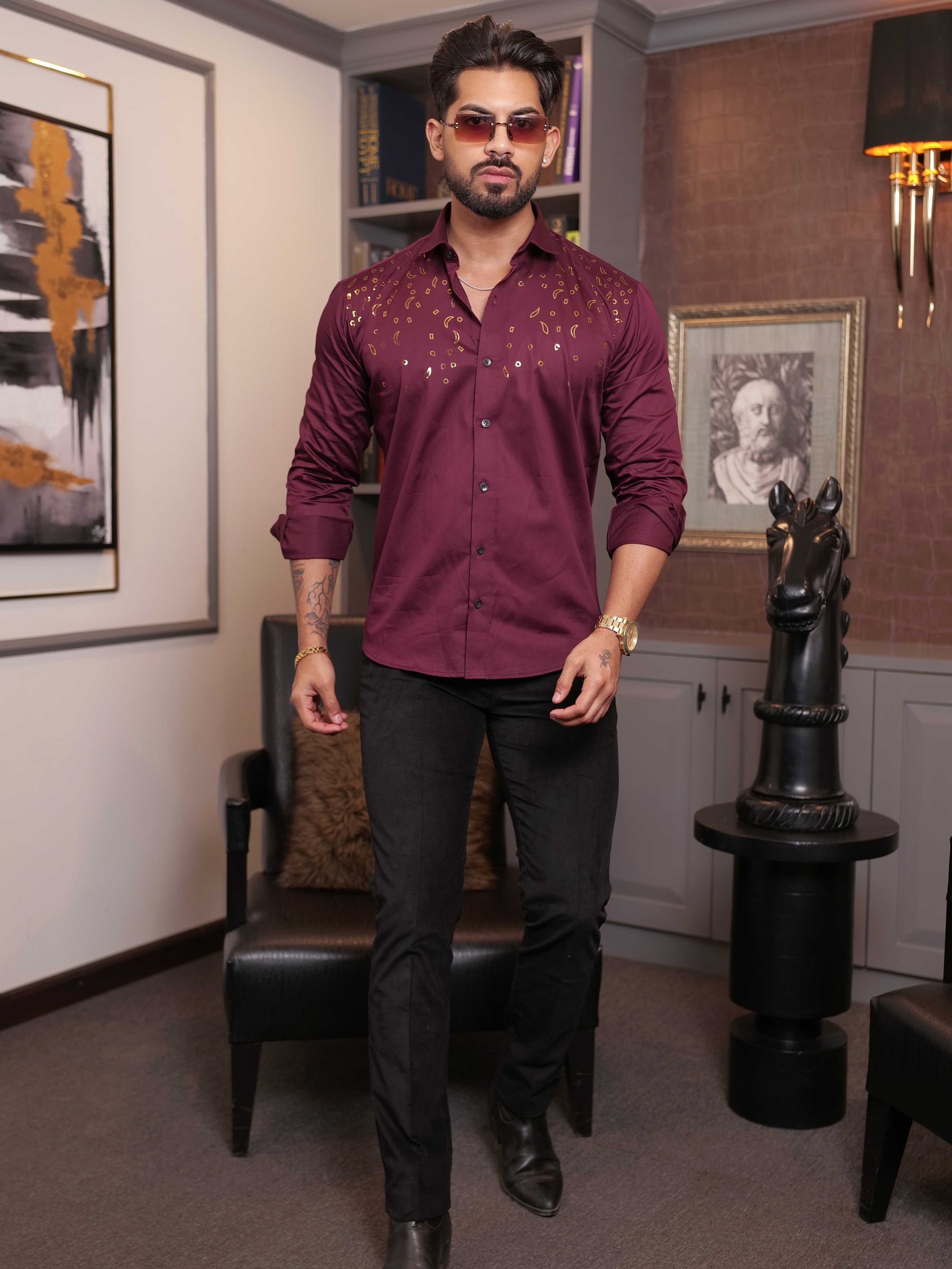 FOOMER WINE SEQUENCE DESIGNER SHIRT FOR MEN'S