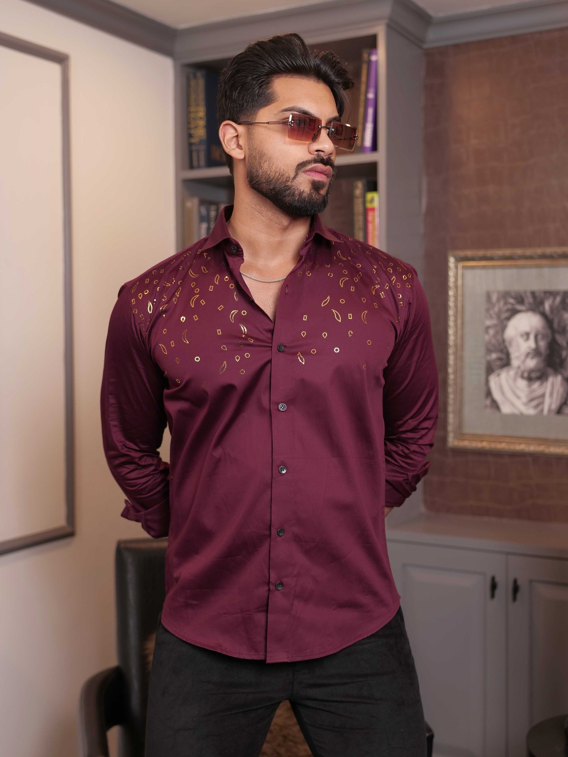 FOOMER WINE SEQUENCE DESIGNER SHIRT FOR MEN'S