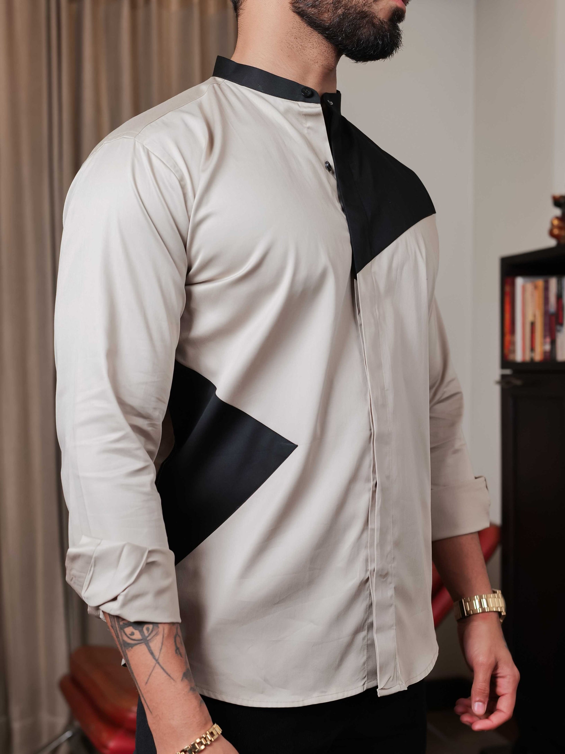 FOOMER CREAM CUT N SEW DESIGNER SHIRT FOR MEN'S