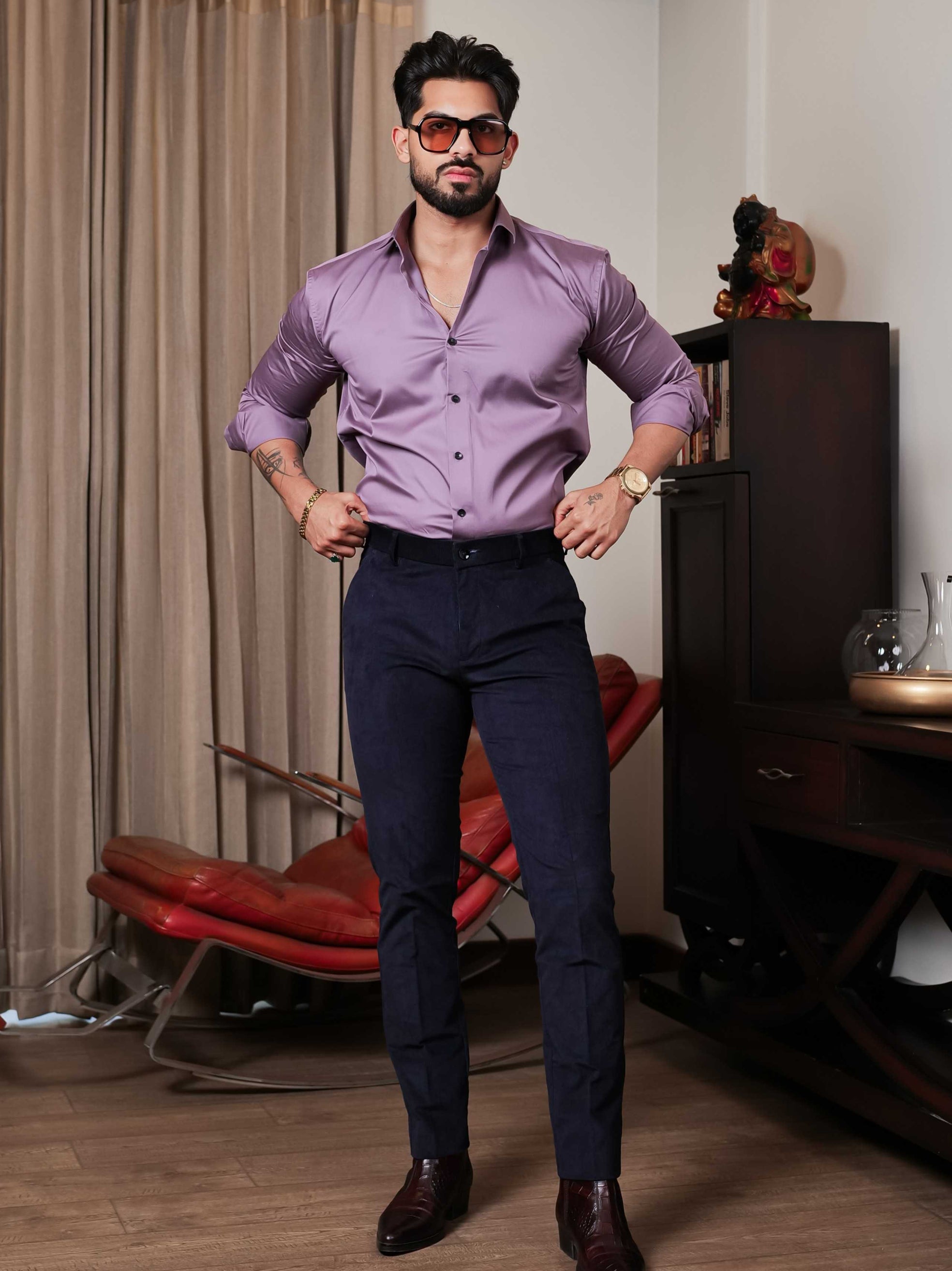 FOOMER FORMY MAGENTA LUXURY SATIN SHIRT FOR MEN'S