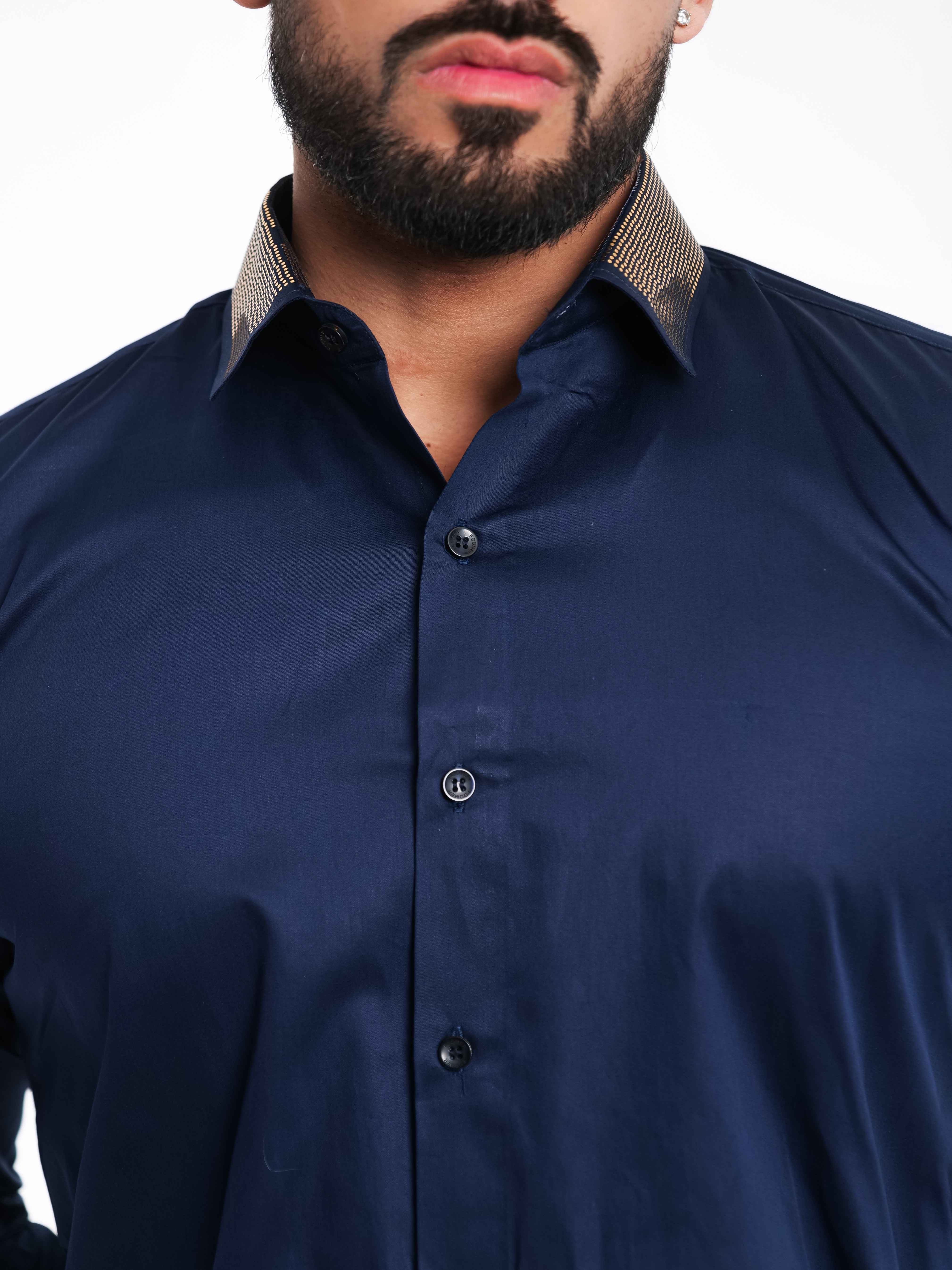 FOOMER NAVY COLLAR SEQUENCE DESIGNER SHIRT FOR MEN&#39;S