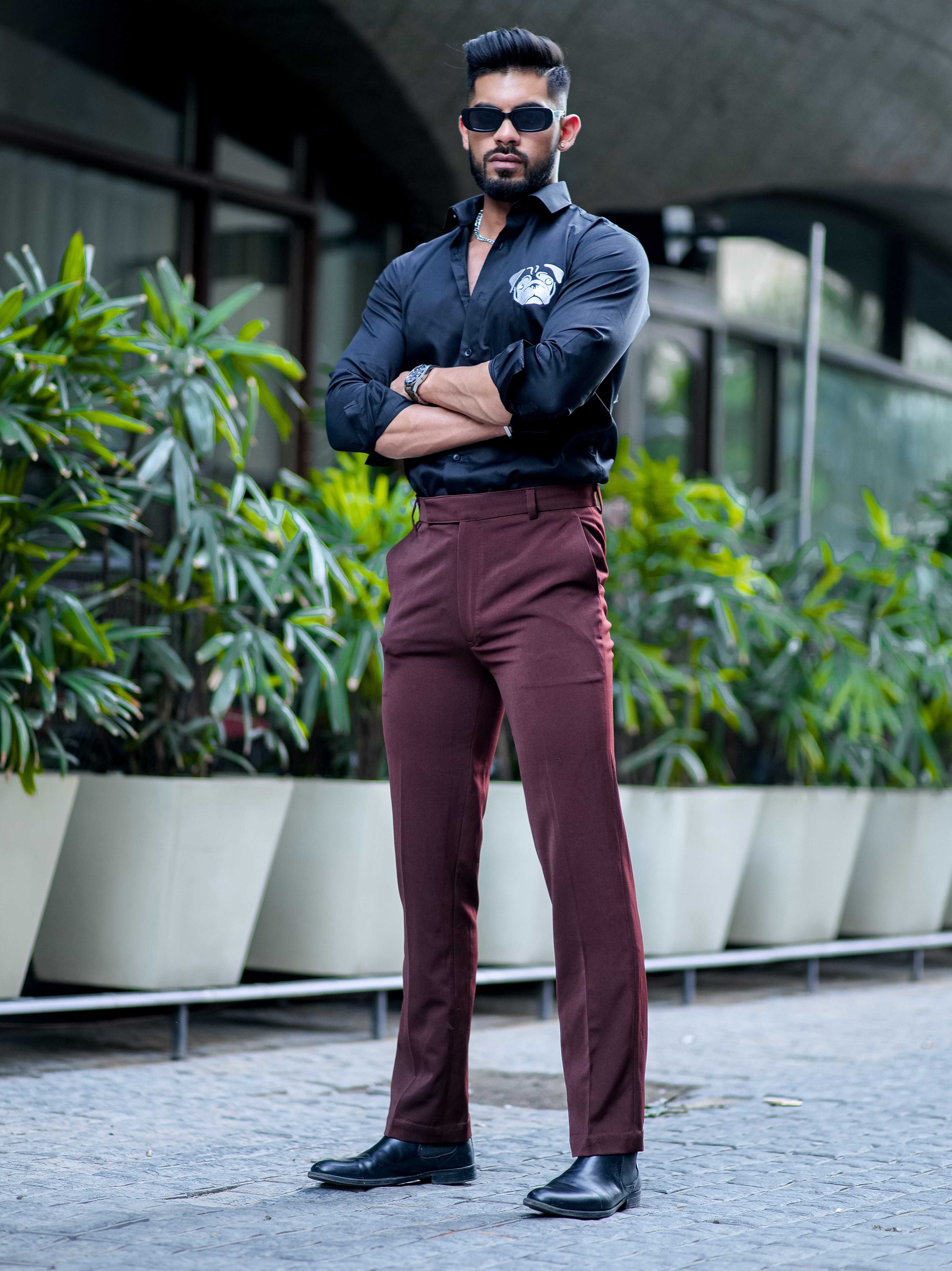 Burgundy Pants with Dress Shirt Dressy Fall Outfits For Women (6 ideas &  outfits) | Lookastic