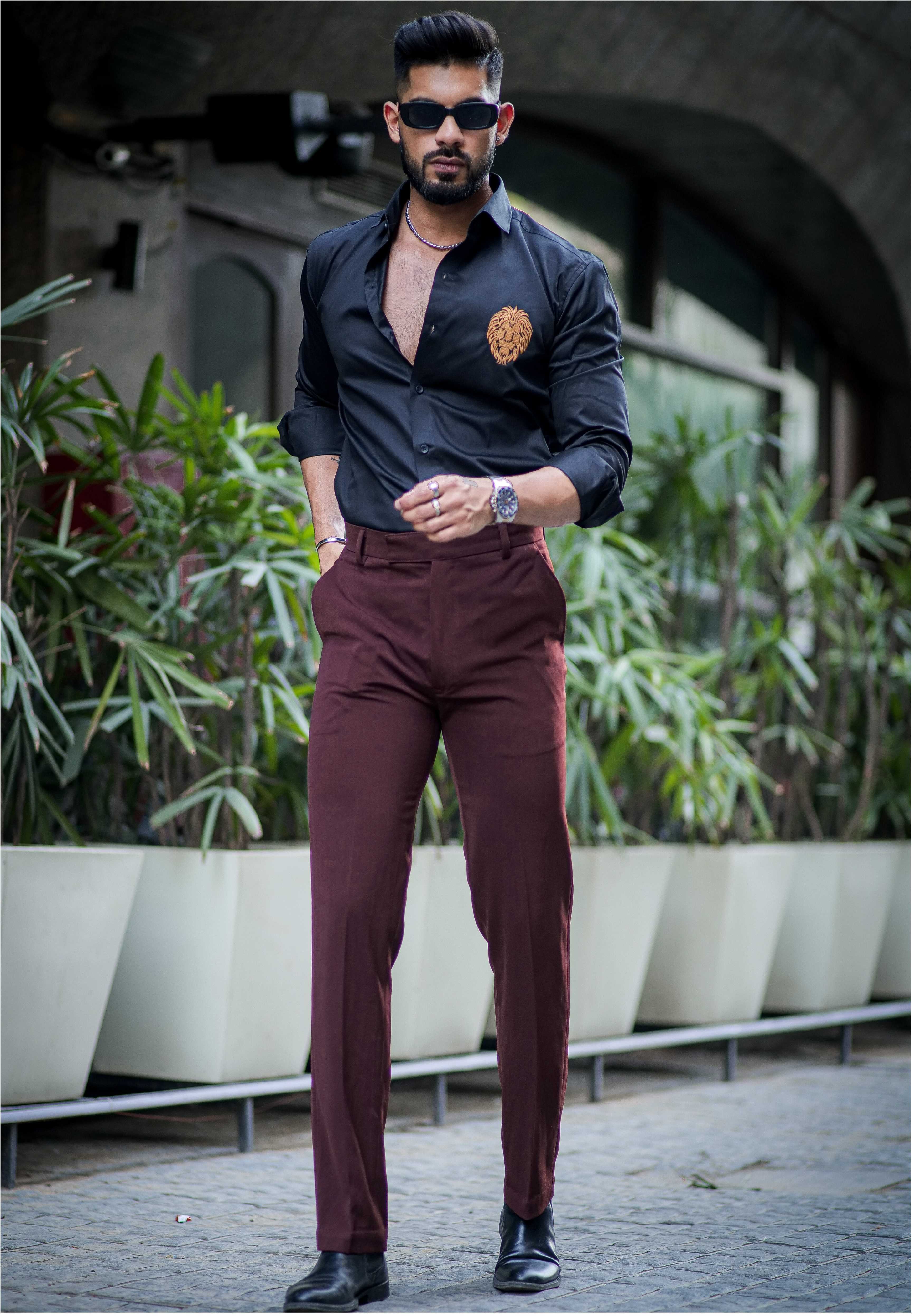 Black Mufasa Embroidered Premium Cotton Shirt For Men